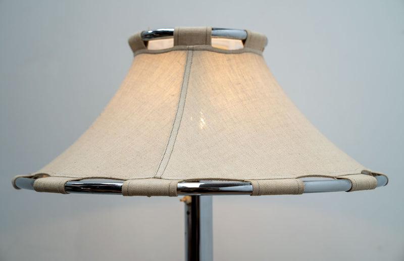 Chrome & Canvas Floor Lamp By Anna Ehrner For Ateljé Lyktan, 1970's