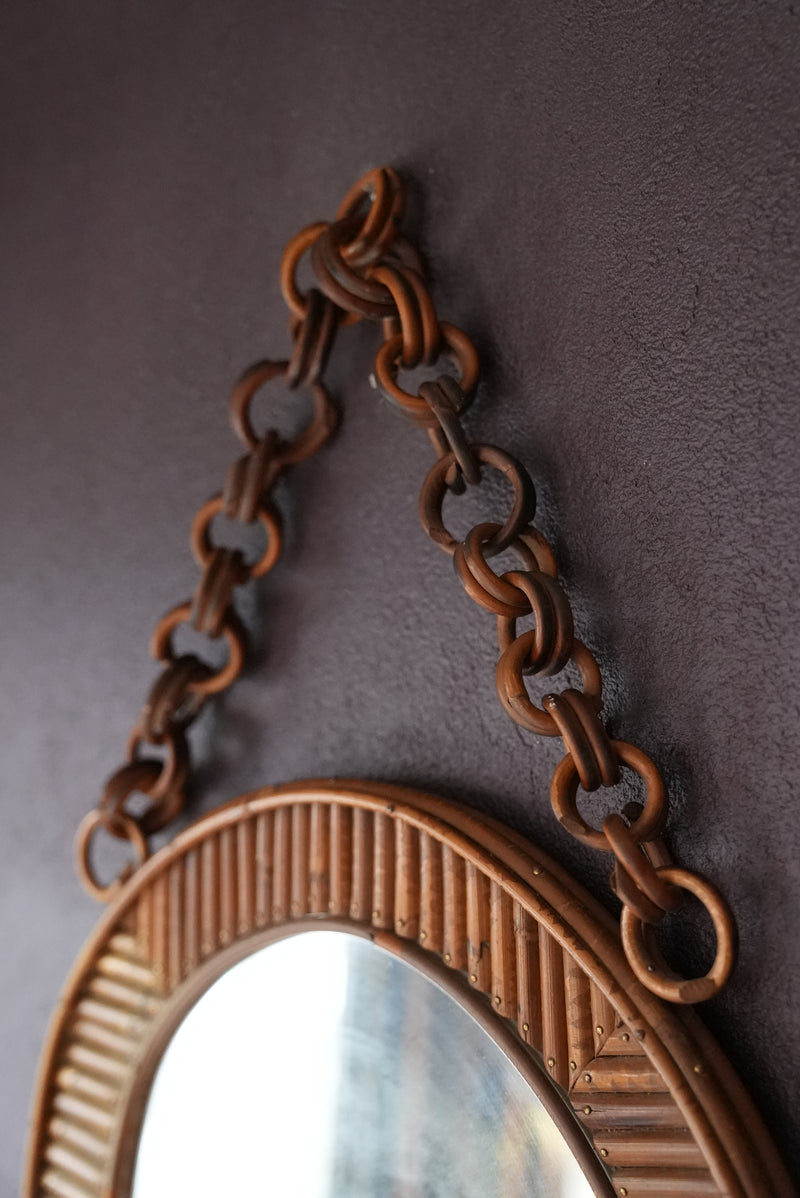 Bamboo Chain Mirror, Italian 1950's