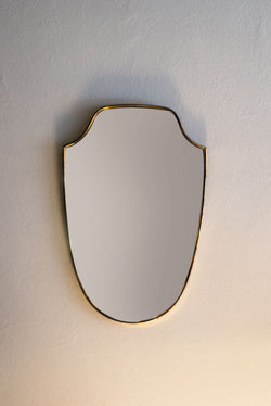 Brass Shield Shaped Mirror, Italian 1950's