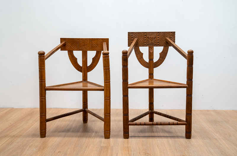 Carved Monk Chairs, Swedish 1930's