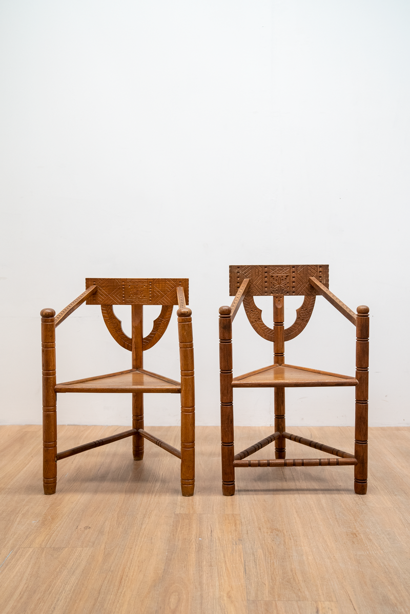Carved Monk Chairs, Swedish 1930's