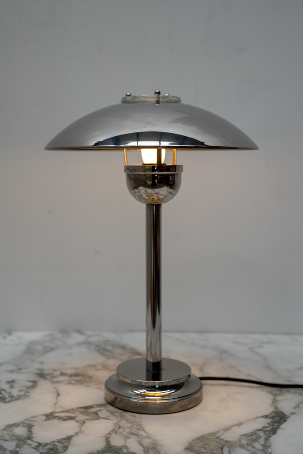 Chrome Saucer Table Lamp Danish, 70's