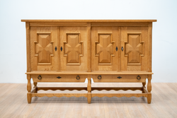 Mid Century Brutalist Oak Sideboard by Henning Kjaernulf, 1950's