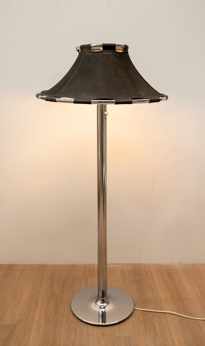 Chrome & Canvas Floor Lamp By Anna Ehrner For Ateljé Lyktan, 1970's