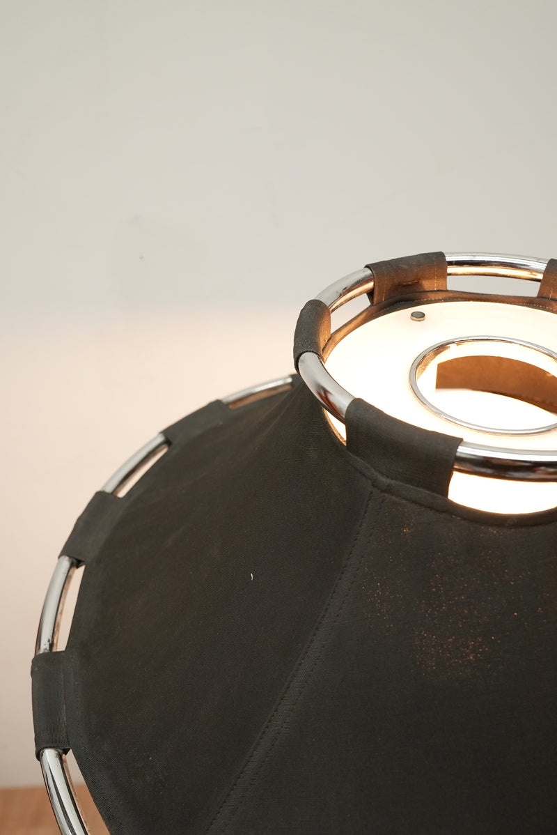 Chrome & Canvas Floor Lamp By Anna Ehrner For Ateljé Lyktan, 1970's