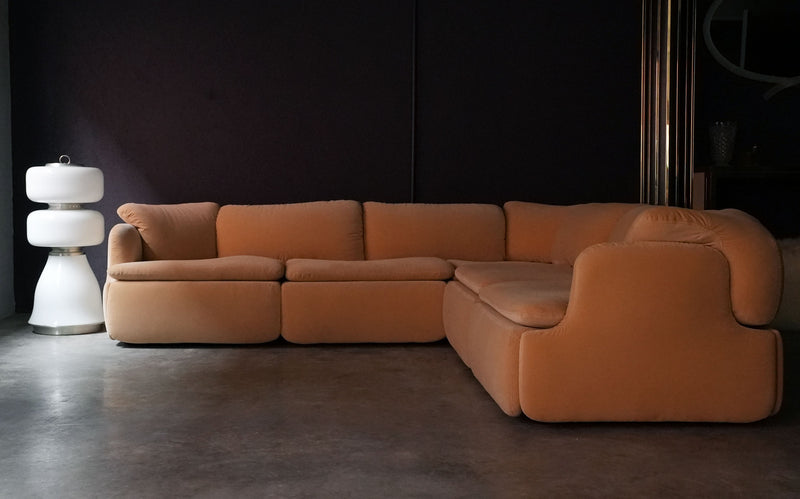 Velvet Modular Sofa Confidential by Alberto Rosselli for Saporiti, Italian, 1970's