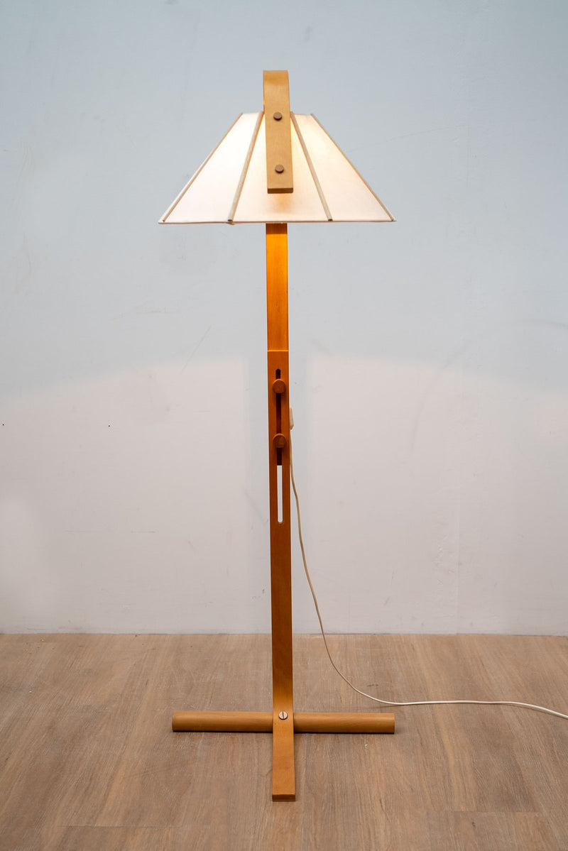 Scandinavian Modern Aneta Floor Lamp by Jan Wickelgren Beech Wood, Sweden 1970s