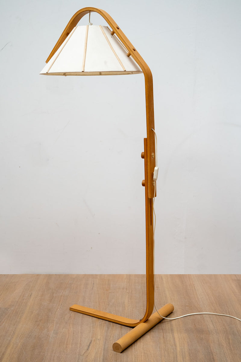 Scandinavian Modern Aneta Floor Lamp by Jan Wickelgren Beech Wood, Sweden 1970s