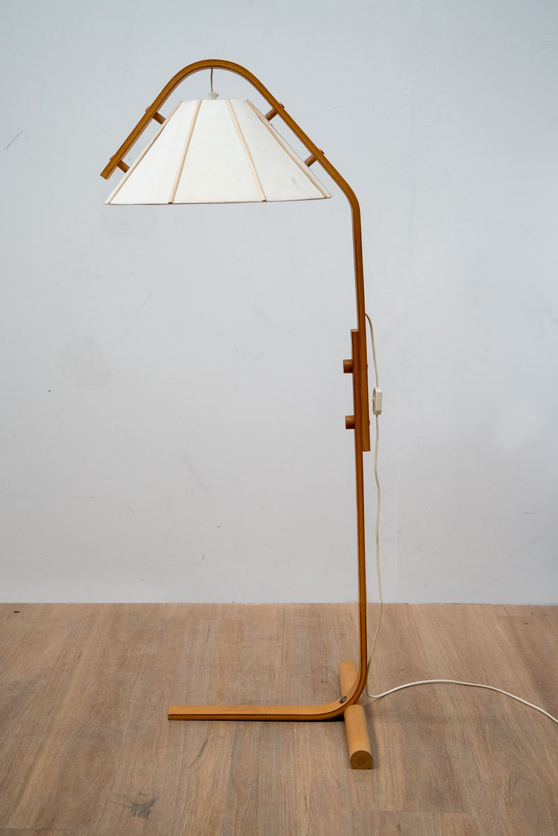 Scandinavian Modern Aneta Floor Lamp by Jan Wickelgren Beech Wood, Sweden 1970s