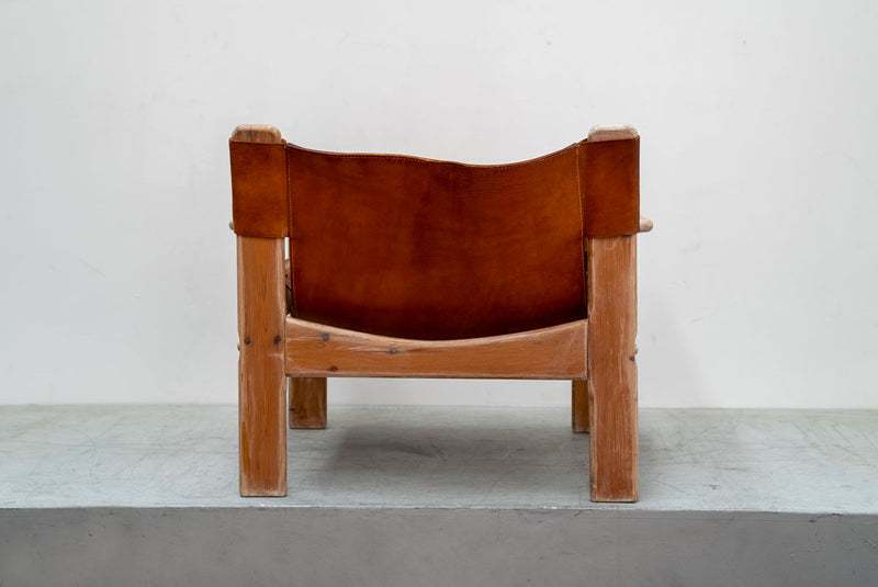 Swedish Pine & Leather Easy Chair in the Style of Karin Mobring, 1970s