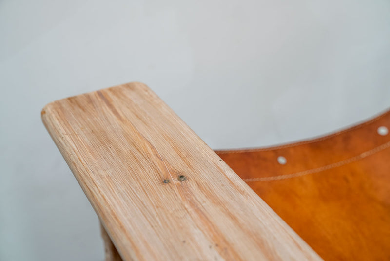 Swedish Pine & Leather Easy Chair in the Style of Karin Mobring, 1970s