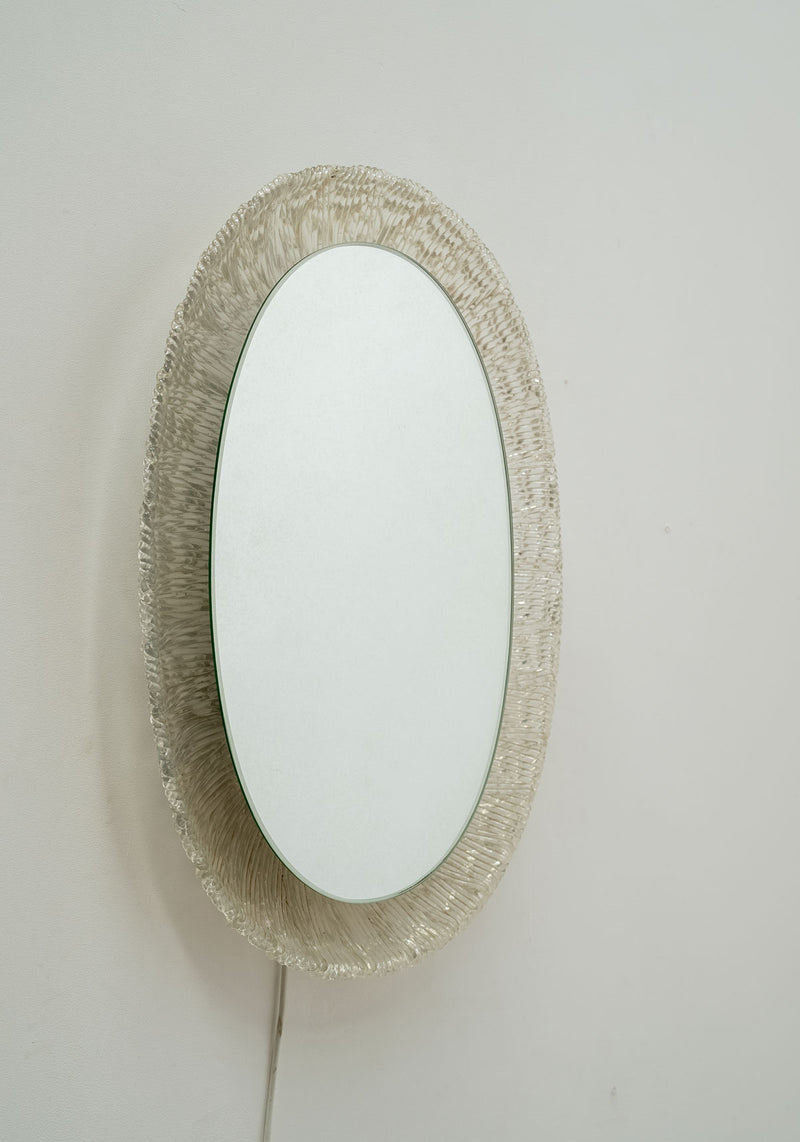 Oval Plexiglass Mirror with Lights Germany, 60's