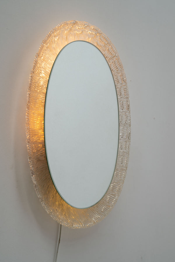 Oval Plexiglass Mirror with Lights Germany, 60's