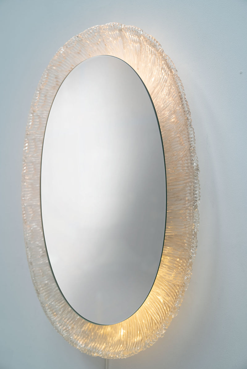 Oval Plexiglass Mirror with Lights Germany, 60's