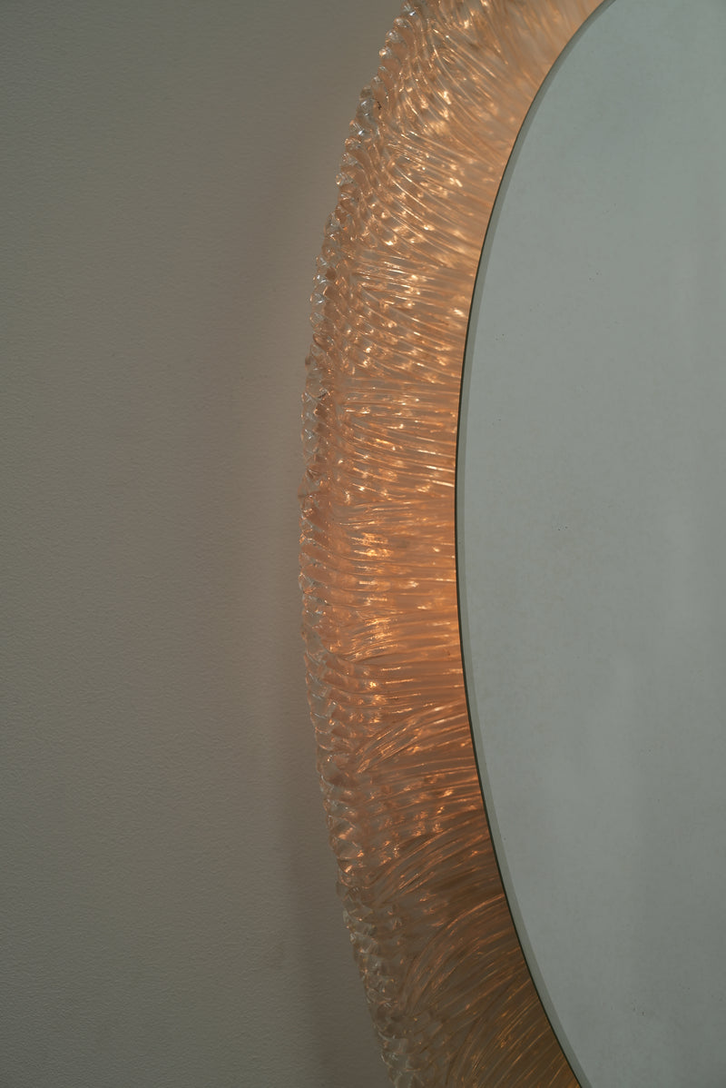 Oval Plexiglass Mirror with Lights Germany, 60's