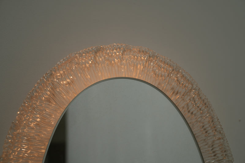 Oval Plexiglass Mirror with Lights Germany, 60's