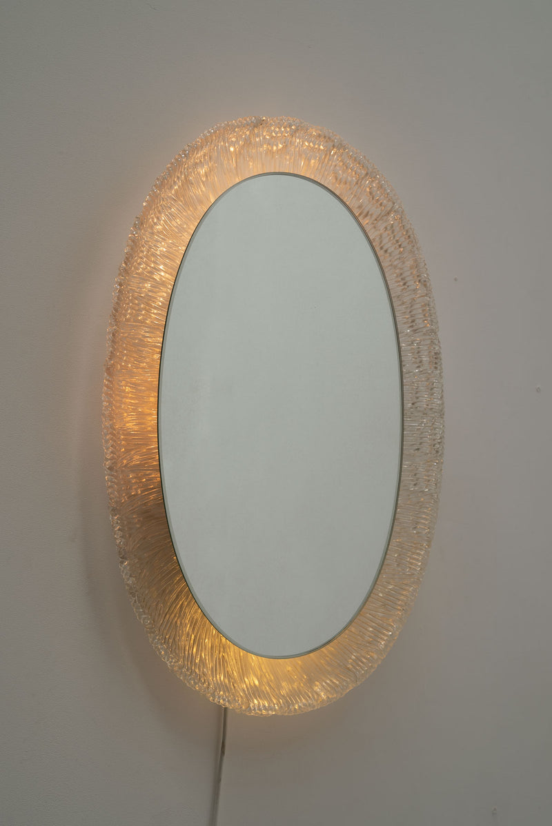 Oval Plexiglass Mirror with Lights Germany, 60's