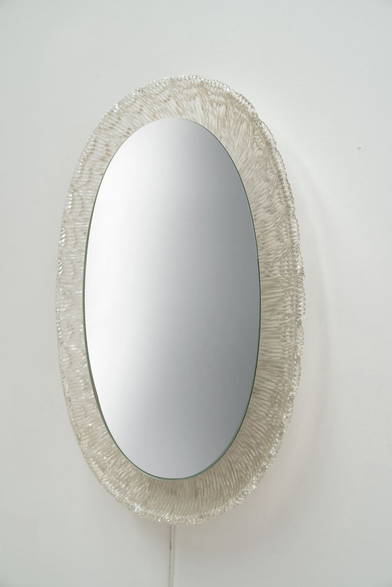 Oval Plexiglass Mirror with Lights Germany, 60's