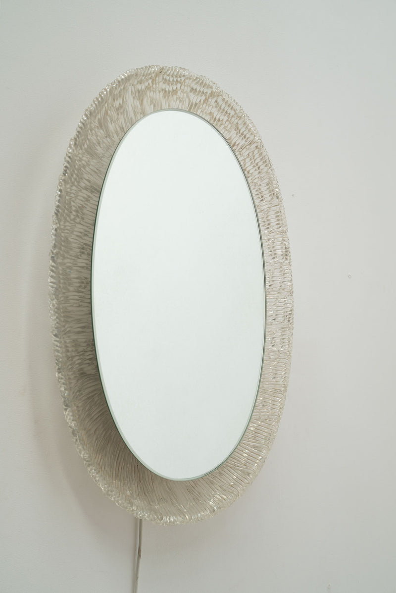 Oval Plexiglass Mirror with Lights Germany, 60's
