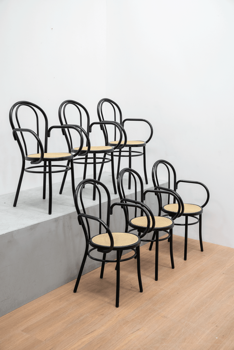 Lacquered Tubular Bistro Chairs by Brevettato, Italian 1970's