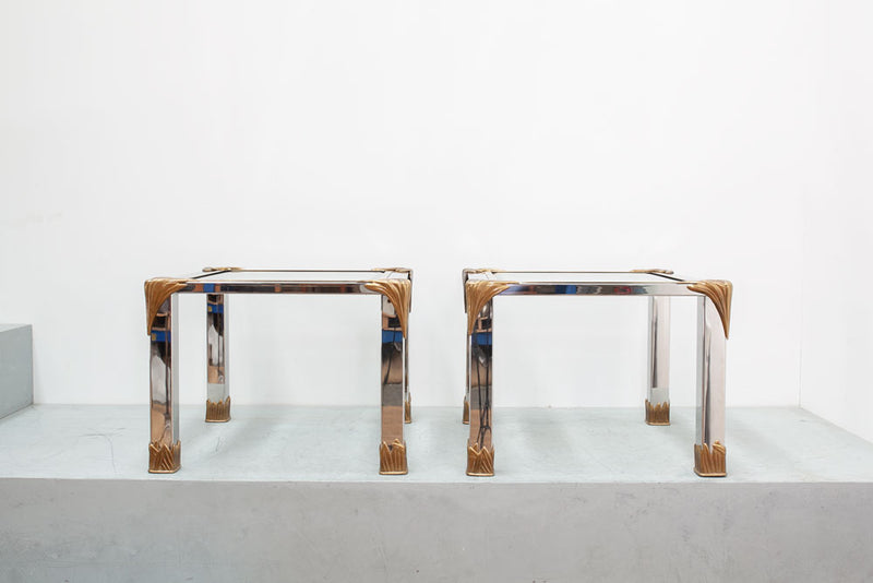 Banci Firenze, Steel and Brass Side Table Nightstand, Italian