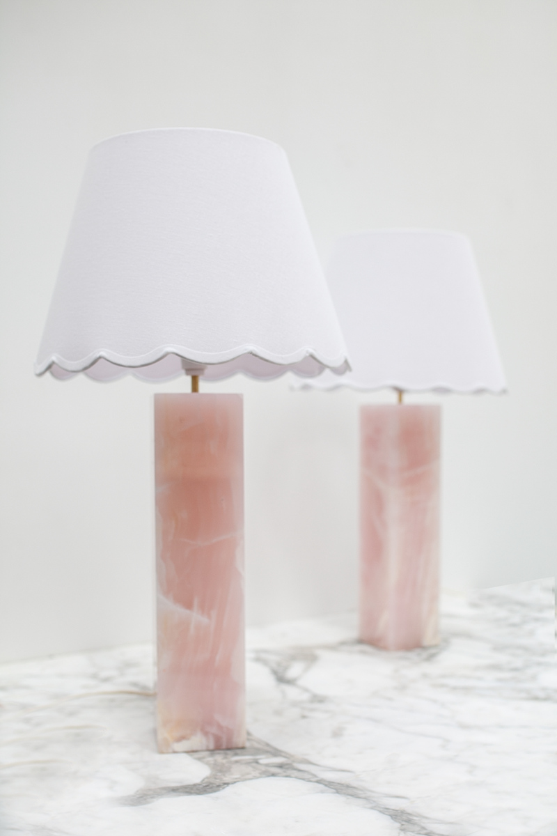 Rose Onyx Table Lamp with Scalloped Shade