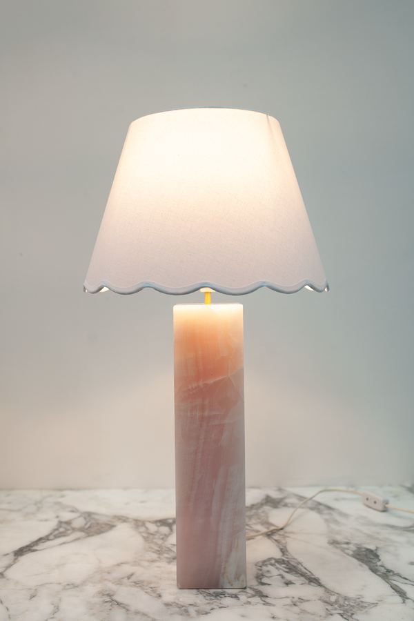 Rose Onyx Table Lamp with Scalloped Shade