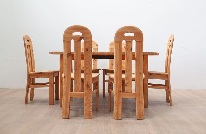 Baltic Pine Dining Table & Chairs, Danish 1970's