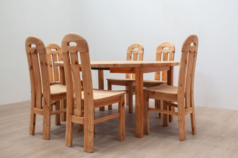 Baltic Pine Dining Table & Chairs, Danish 1970's