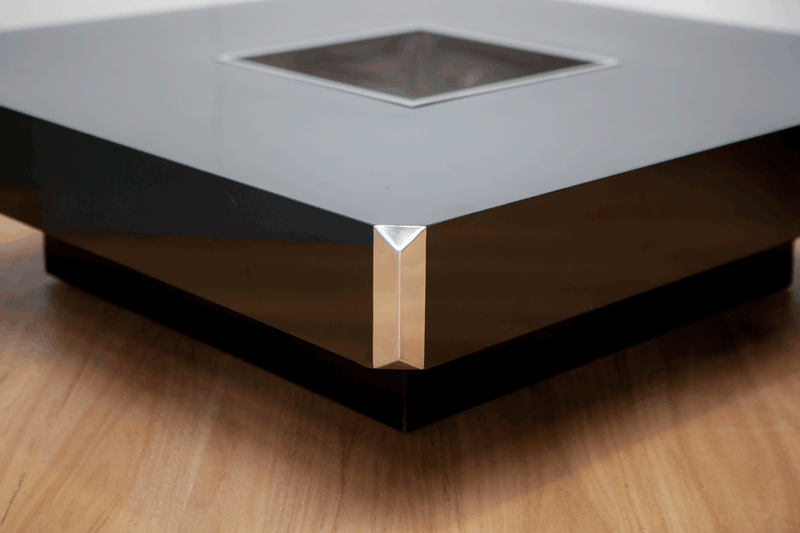 Square Alveo Coffee Table by Willy Rizzo, 1970s