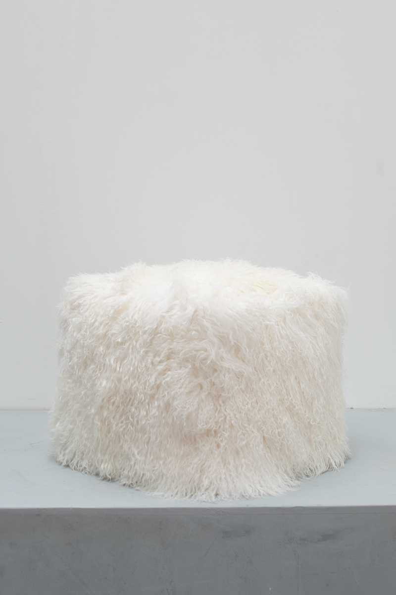 White fluffy online ottoman