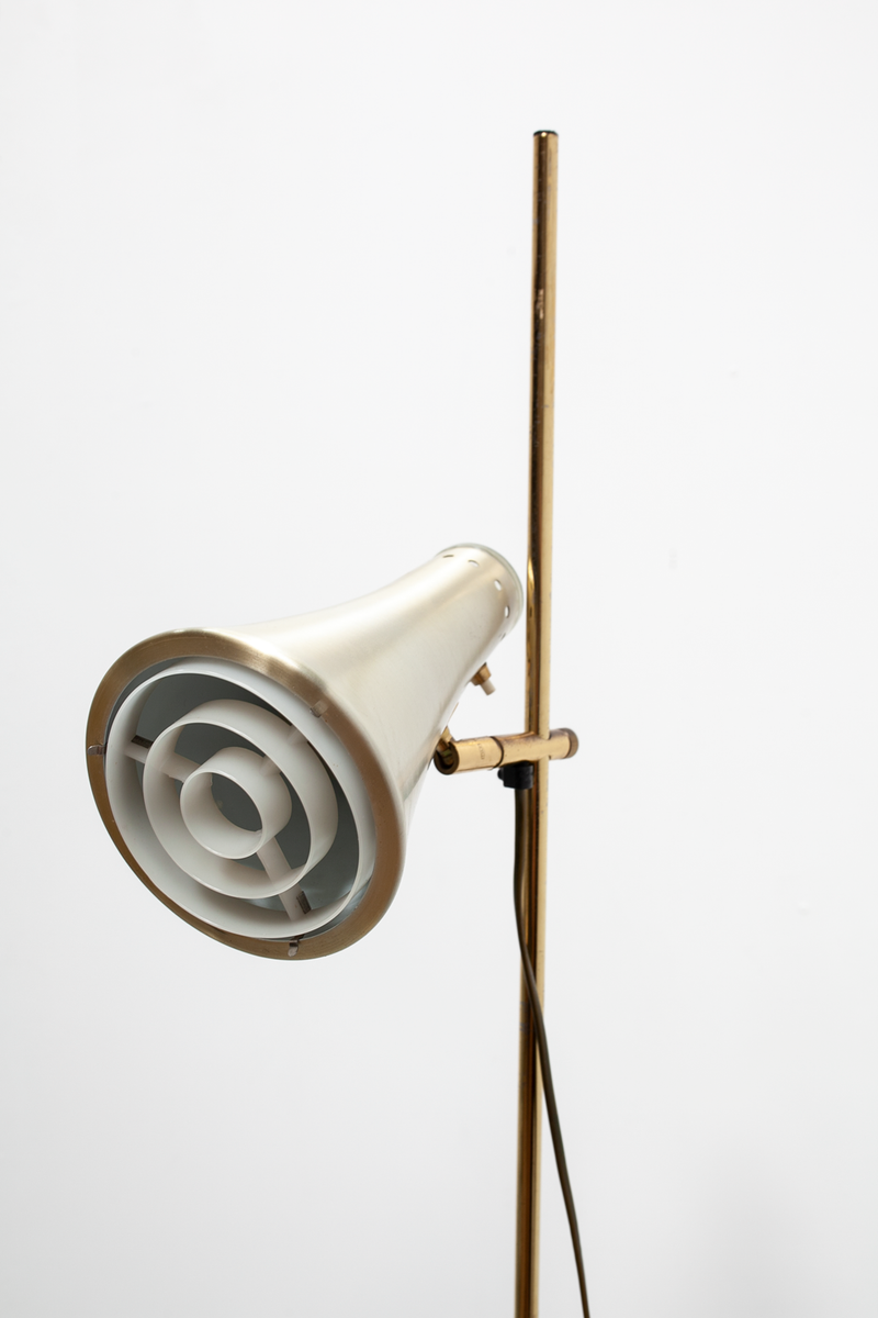 Brass Floor Lamp, Glass Details, Denmark 1970's