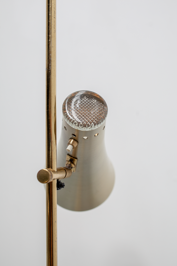 Brass Floor Lamp, Glass Details, Denmark 1970's